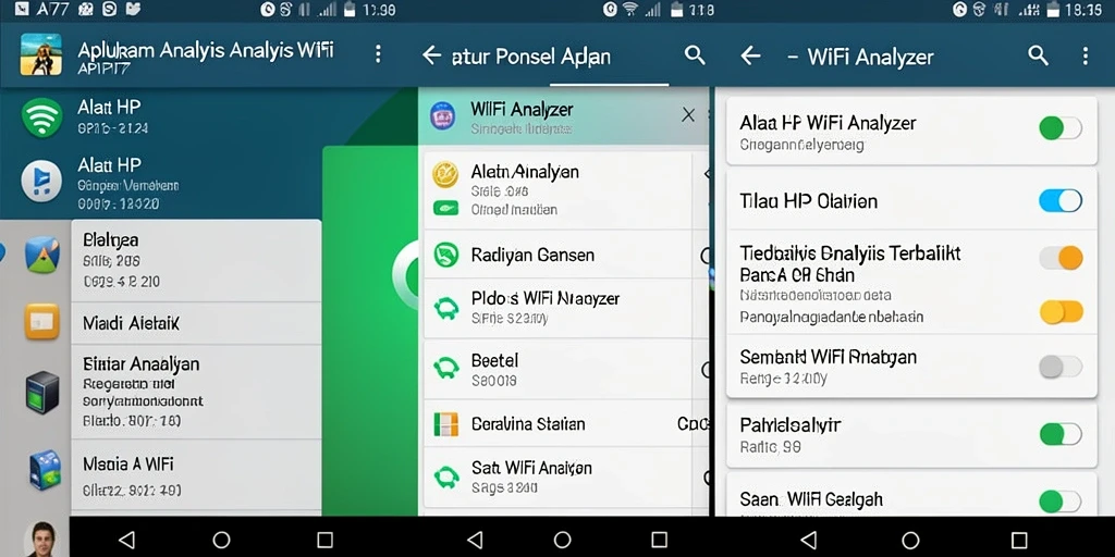 Antarmuka pengguna API77 yang intuitif saat menganalisis jaringan WiFi.