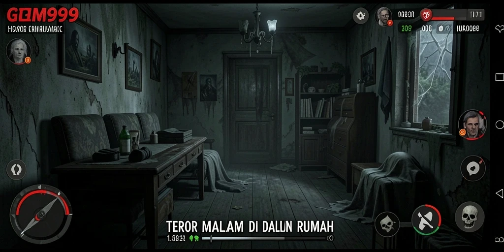 Tampilan antarmuka GIM999 yang menakutkan saat bermain.