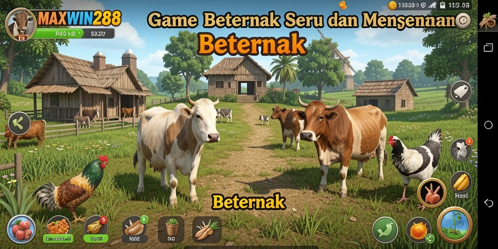 Screenshot MAXWIN288 menampilkan antarmuka beternak yang menarik.
