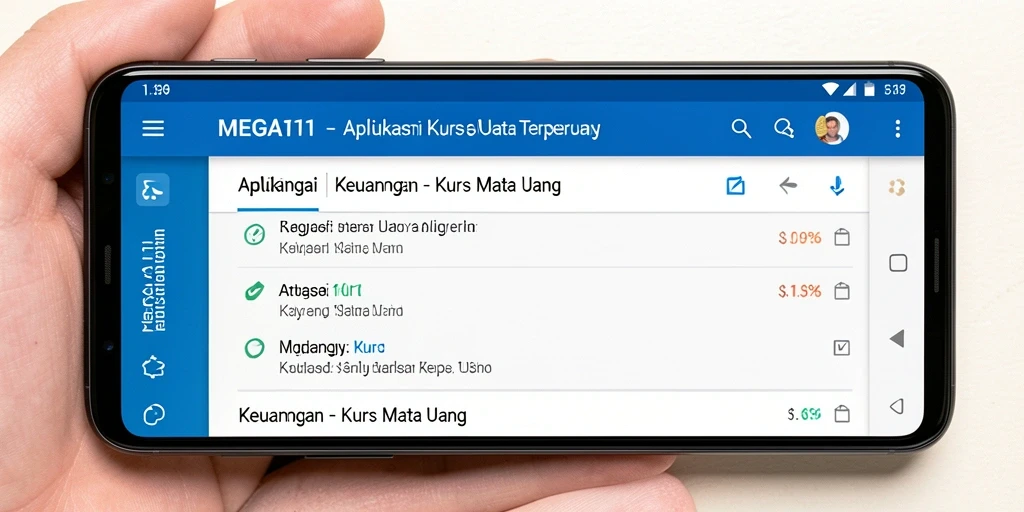 Antarmuka MEGA111 yang sederhana dan informatif dalam Kurs Mata Uang.
