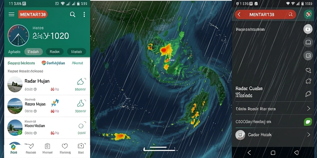Tampilan antarmuka MENTARI138 yang menampilkan radar hujan dan informasi cuaca lainnya.