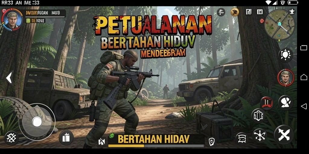 Tampilan antarmuka permainan Bertahan Hidup yang menarik dan intuitif.