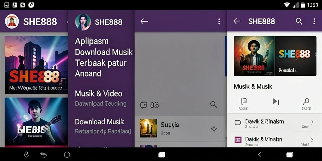 Antarmuka menarik dengan fitur pencarian musik yang canggih.